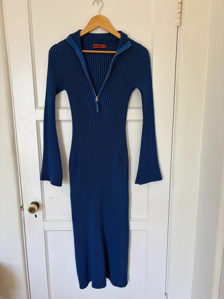 Simon Miller Zumi Textured Midi Dress Matisse Blue Size Small 4/6 — image 2 of 8